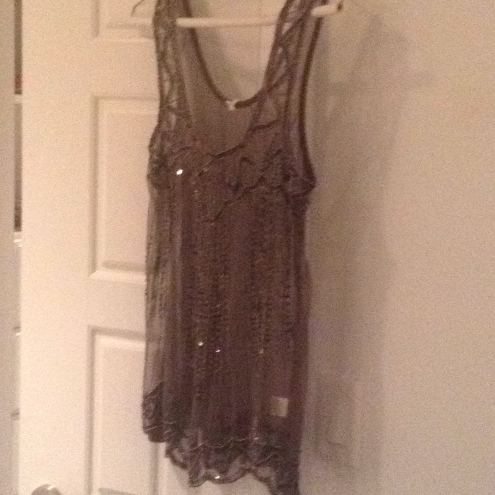 Olive green and sequin tank